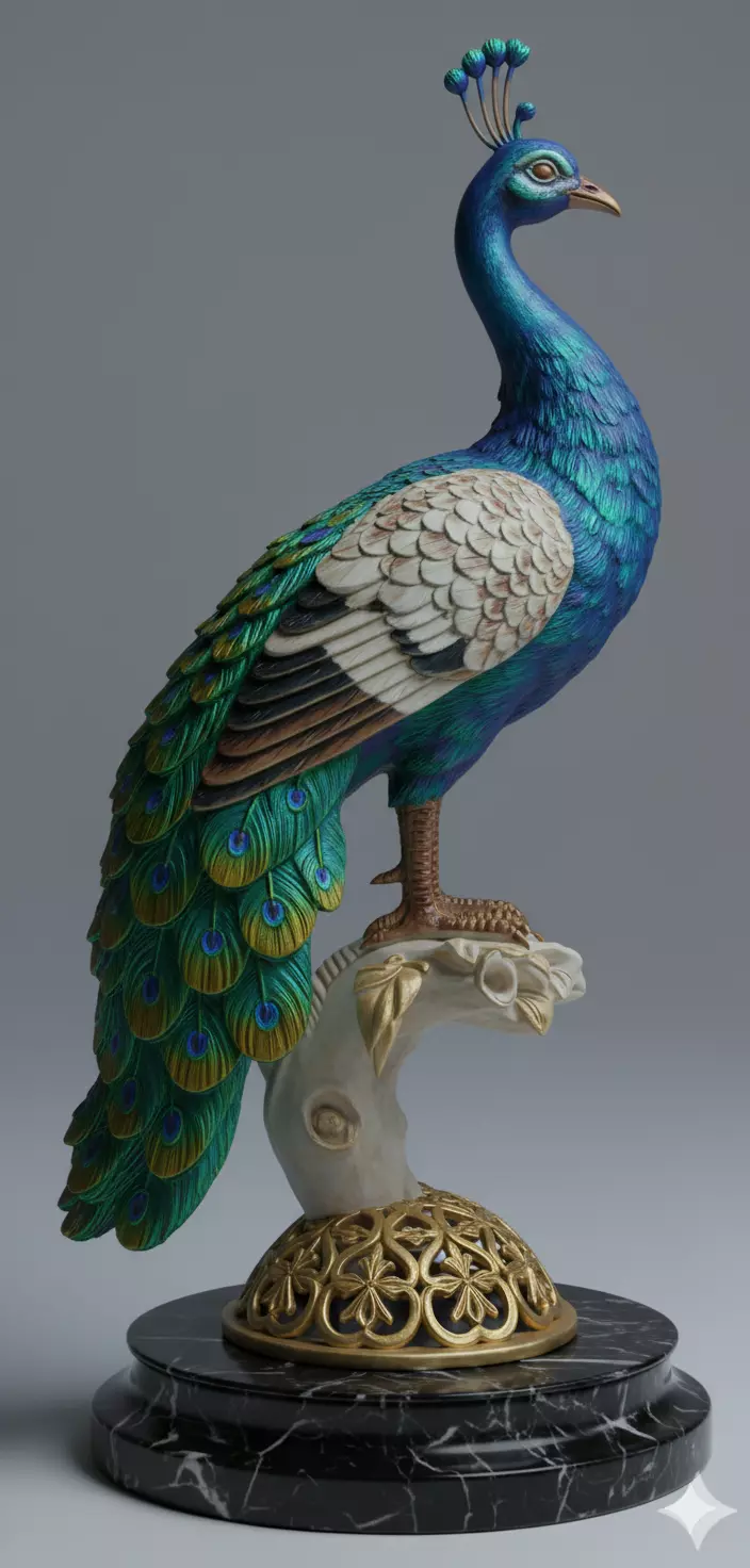 Realistic Peacock Bird Iridescent Feathers PBR Game Ready Low-poly 3D model