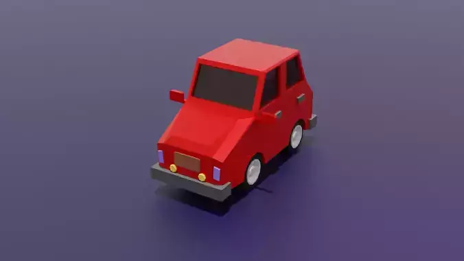Low poly red car minimal style free VR / AR / low-poly 3D model | CGTrader