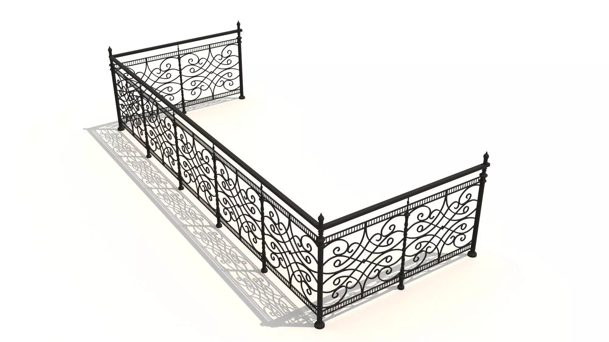 Metal Neoclassical Railing 3 Free 3D model