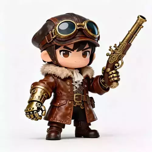 Adventurous Sky Pirate Captain Chibi 3D Model