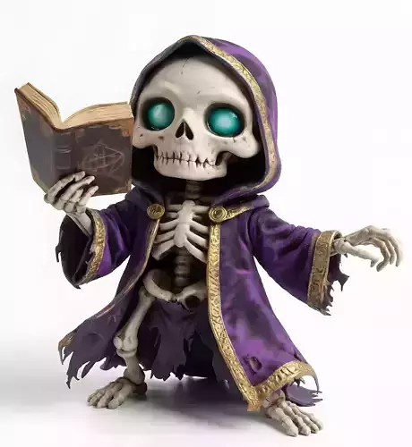 Spooky Cute Skeleton Lich Mage Chibi 3D Model