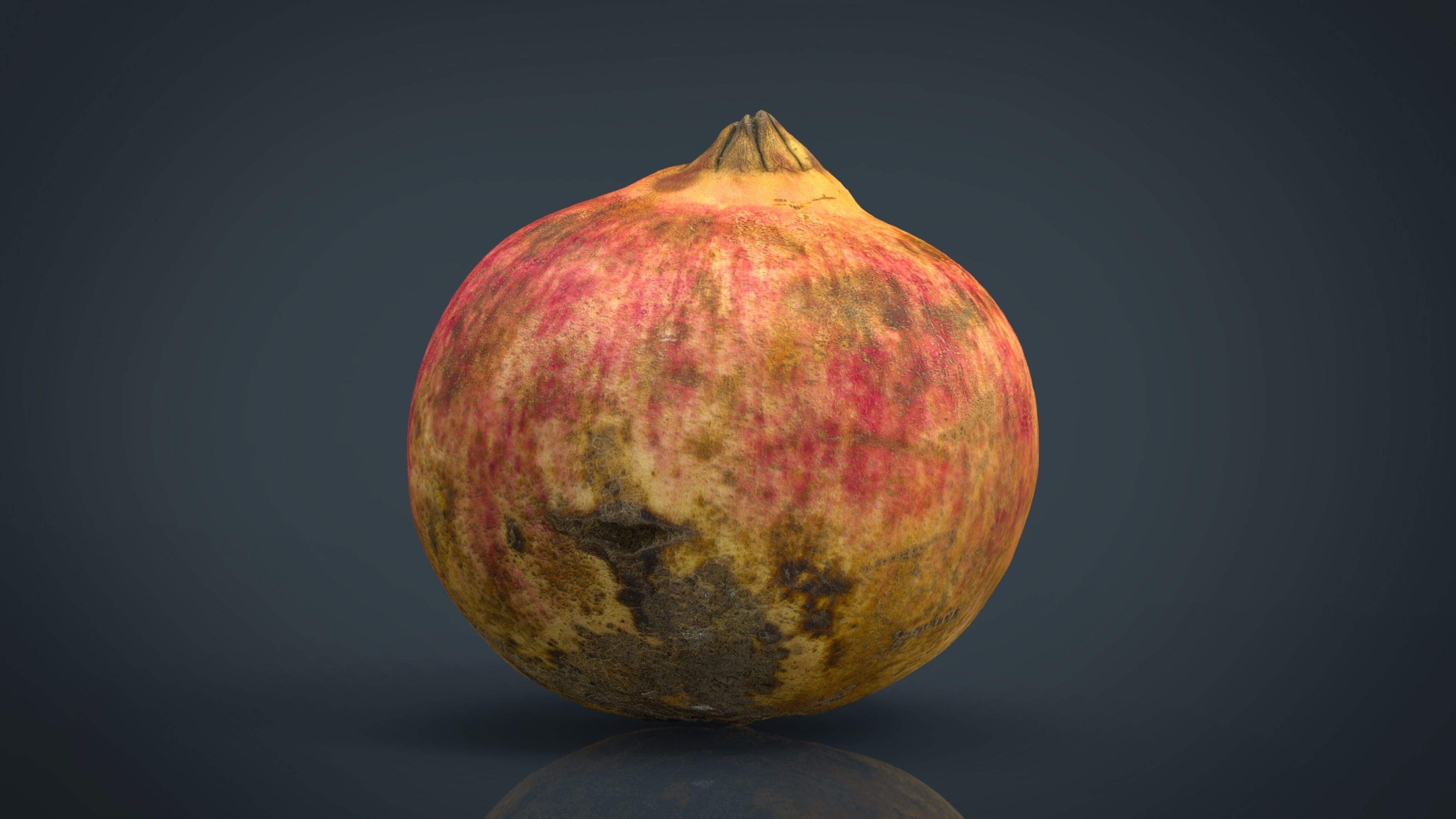 Pomegranate peach Low-poly 3D model_2