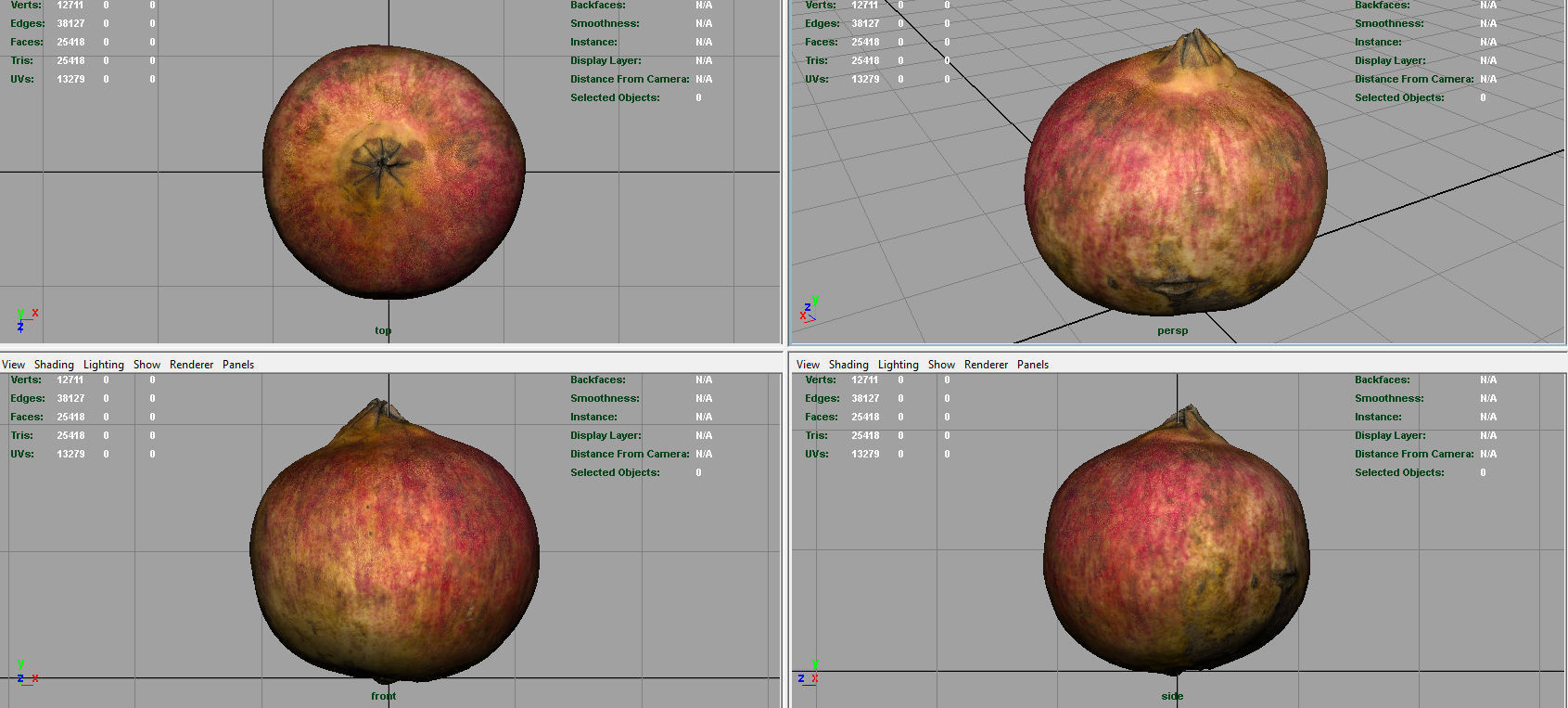 Pomegranate peach Low-poly 3D model_7
