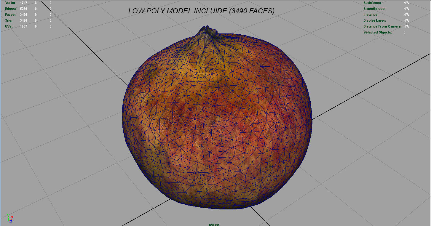 Pomegranate peach Low-poly 3D model_11