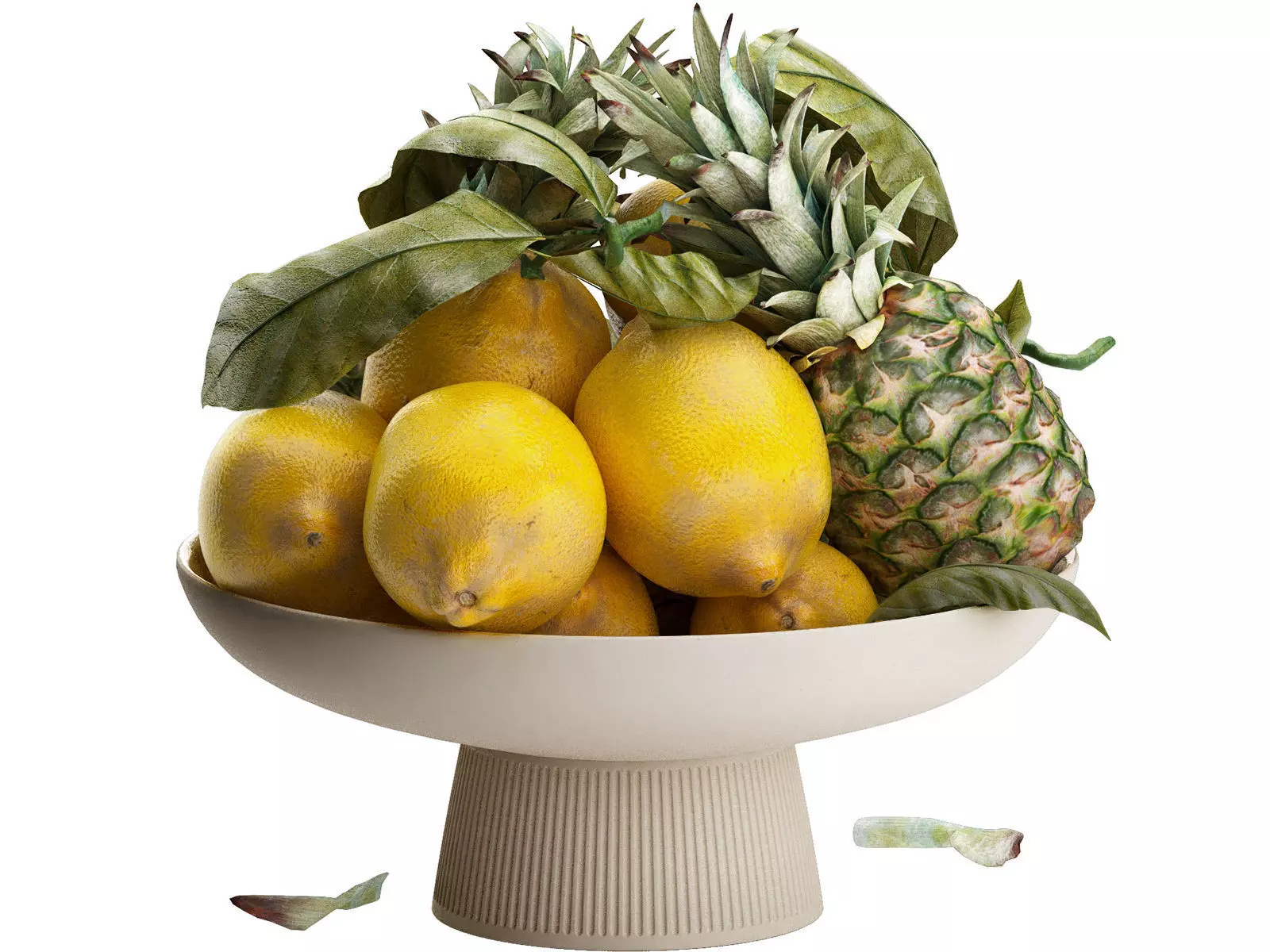 bowl of yellow lemons and pineapples 3D model