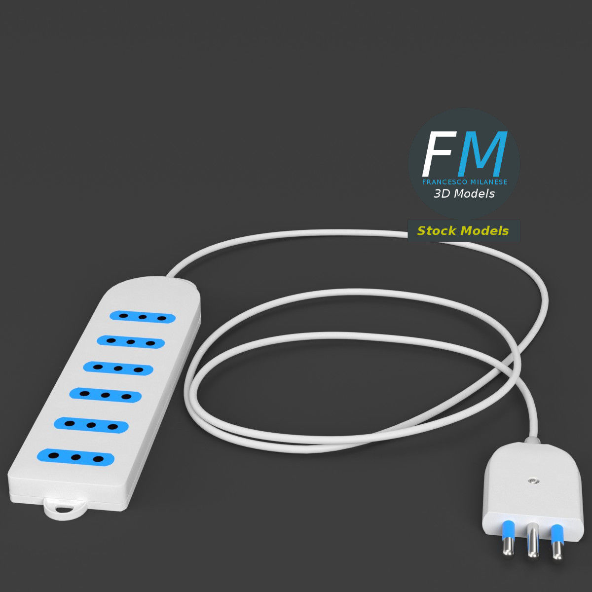 Italian power strip 3D model_2