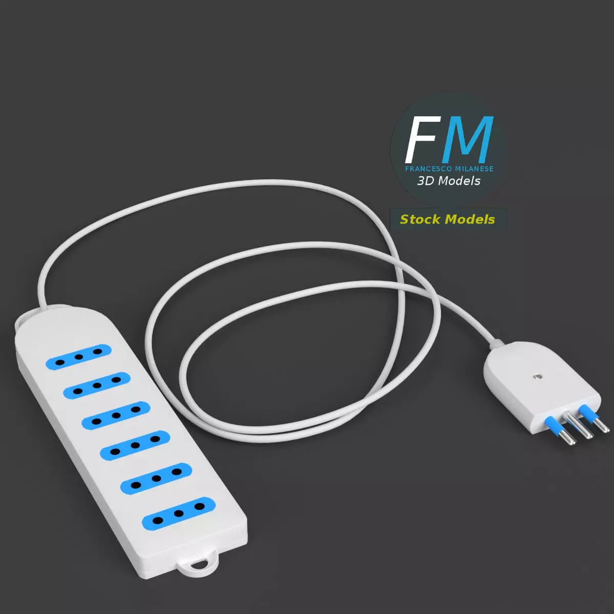 Italian power strip 3D model_0