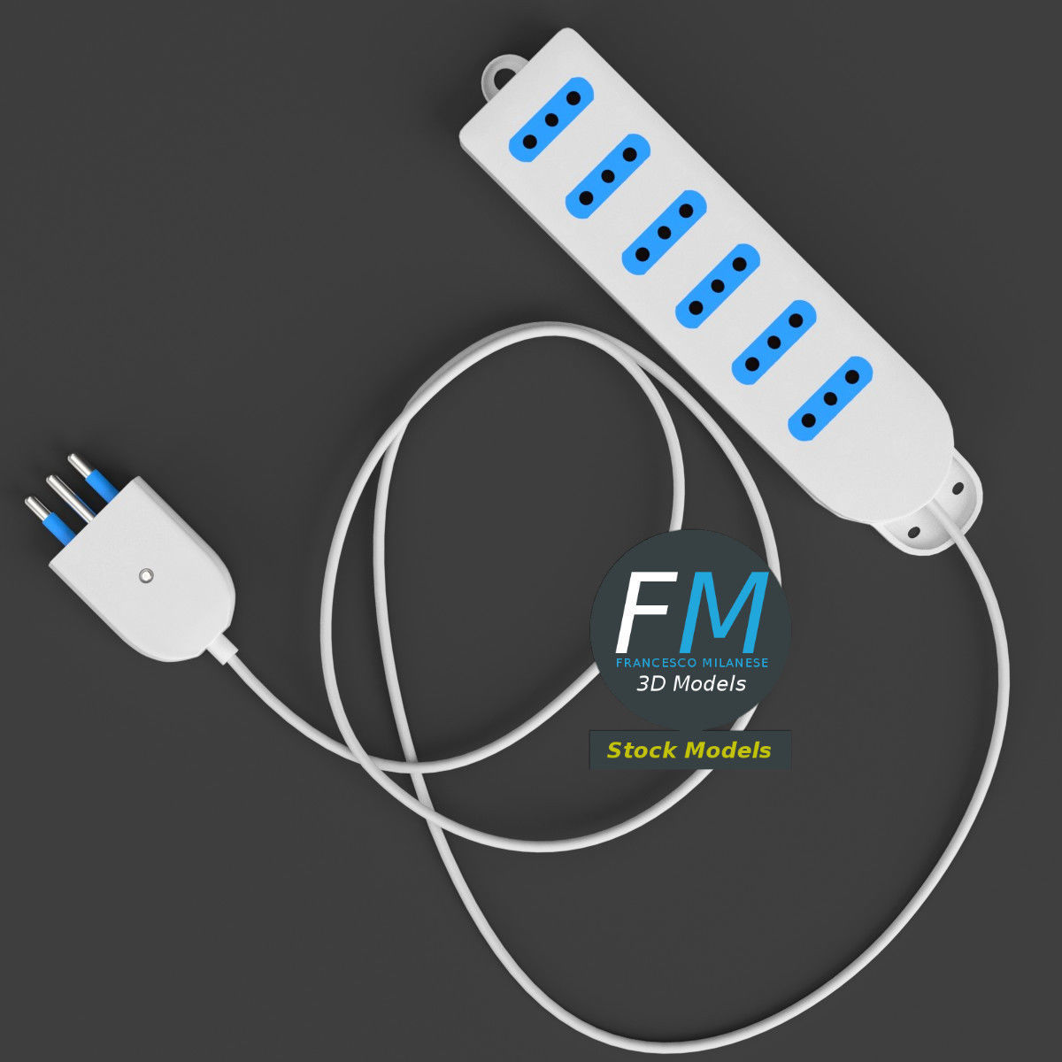 Italian power strip 3D model_6