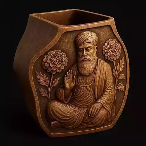 Guru Nanak Wooden Carving Holder
