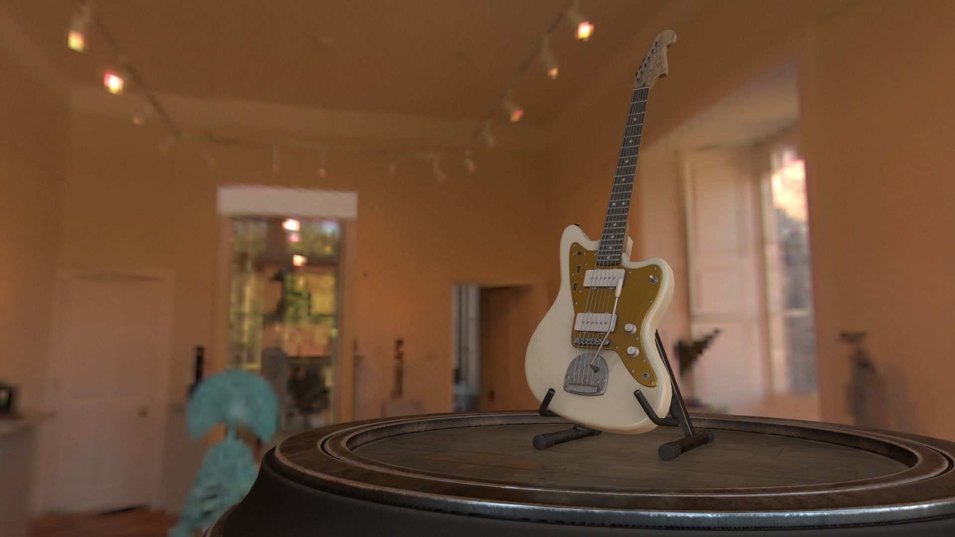 Squier Jazzmaster Electric Guitar Low-poly 3D model_2