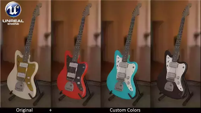 Squier Jazzmaster Electric Guitar Low-poly 3D model