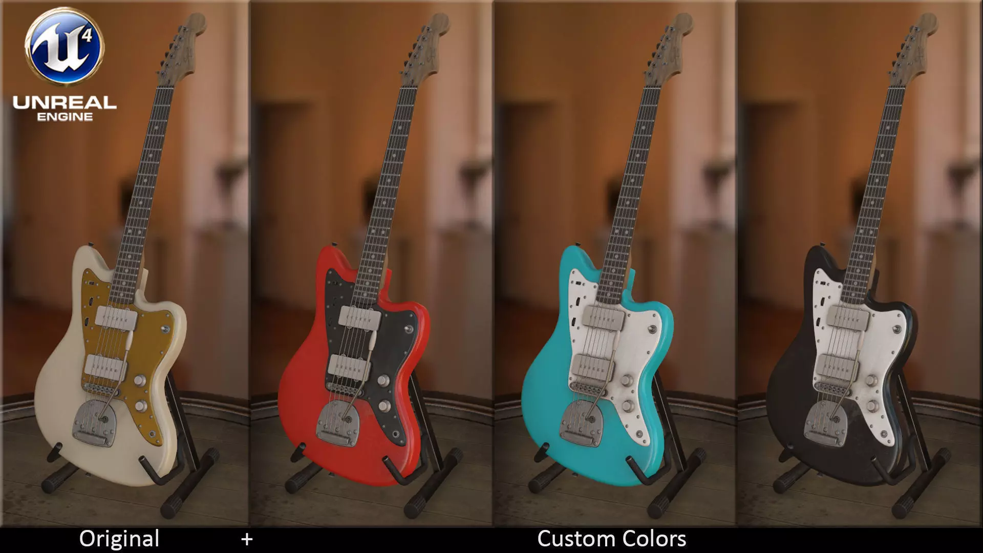 Squier Jazzmaster Electric Guitar Low-poly 3D model_0