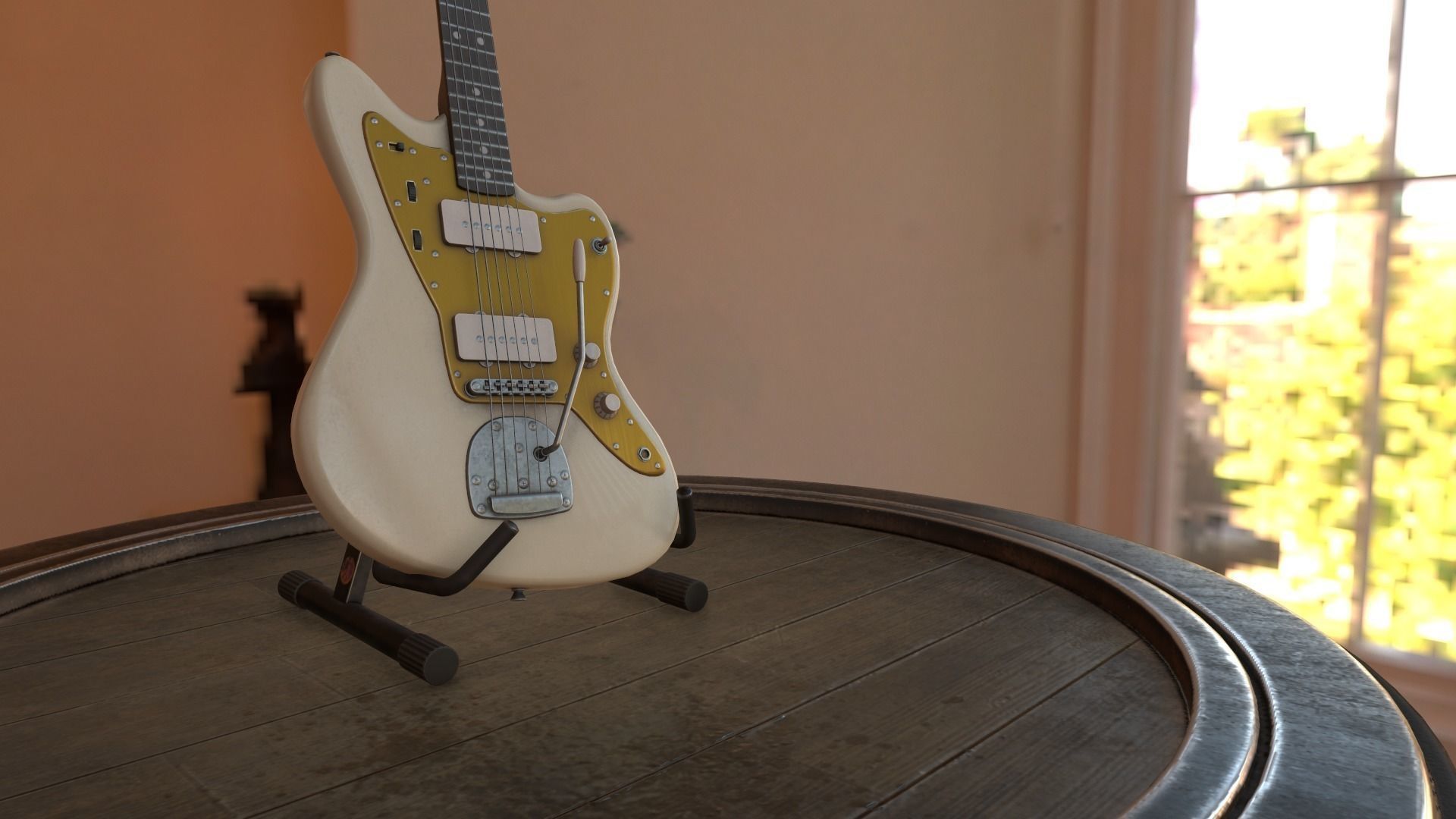 Squier Jazzmaster Electric Guitar Low-poly 3D model_7