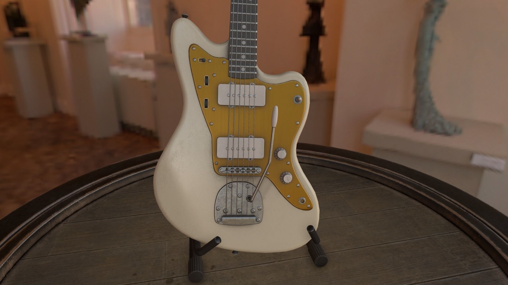 Squier Jazzmaster Electric Guitar Low-poly 3D model_8