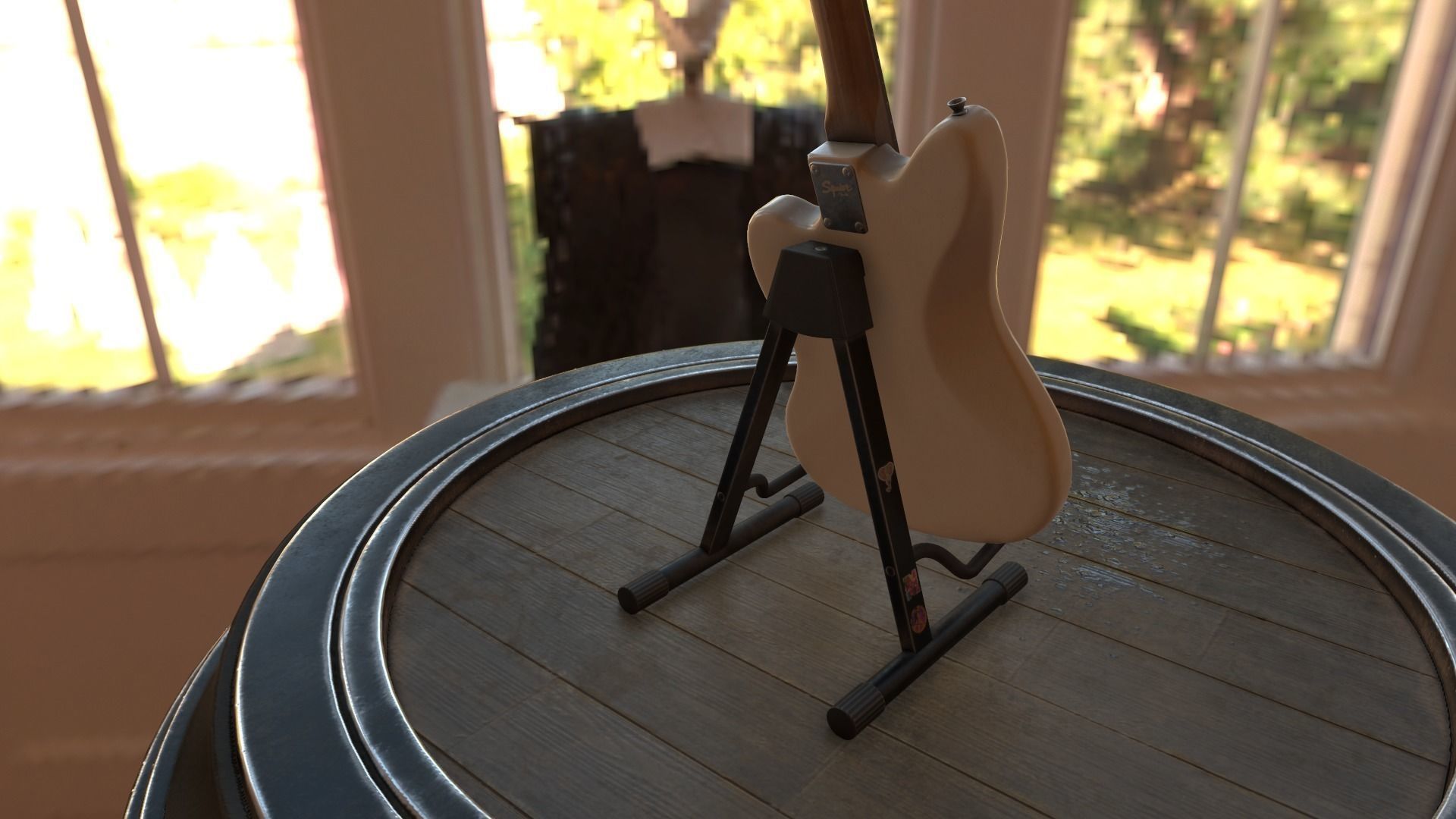 Squier Jazzmaster Electric Guitar Low-poly 3D model_5