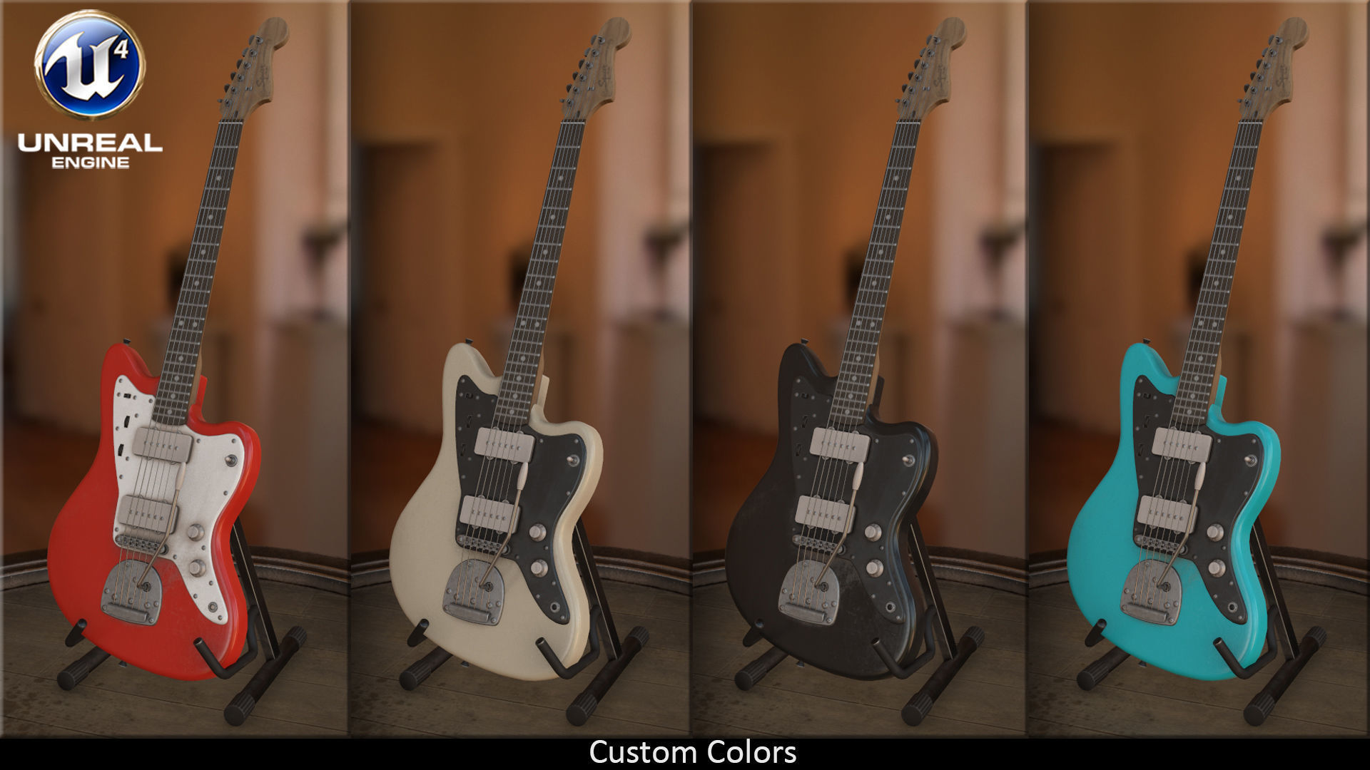 Squier Jazzmaster Electric Guitar Low-poly 3D model_1