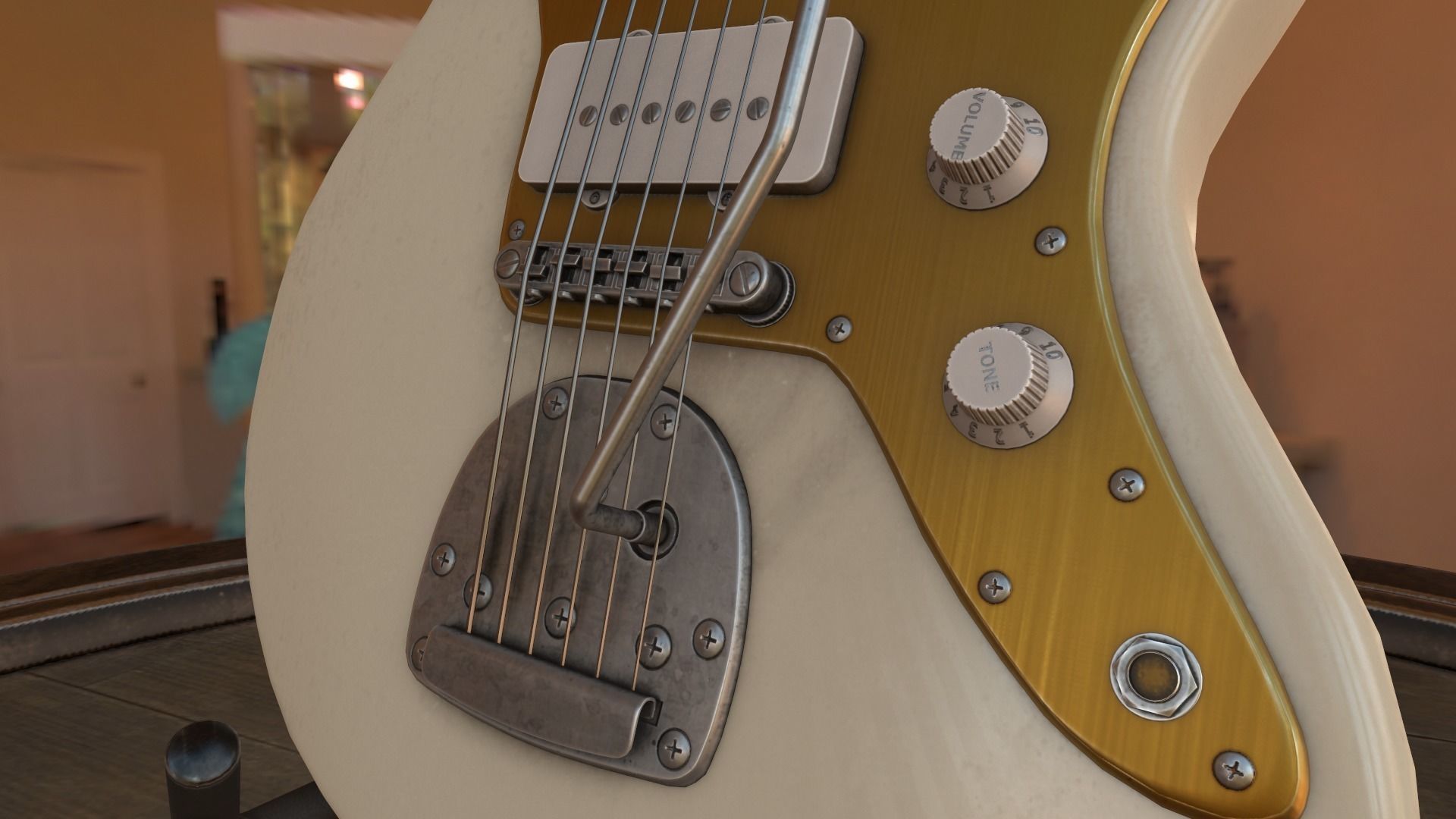 Squier Jazzmaster Electric Guitar Low-poly 3D model_4