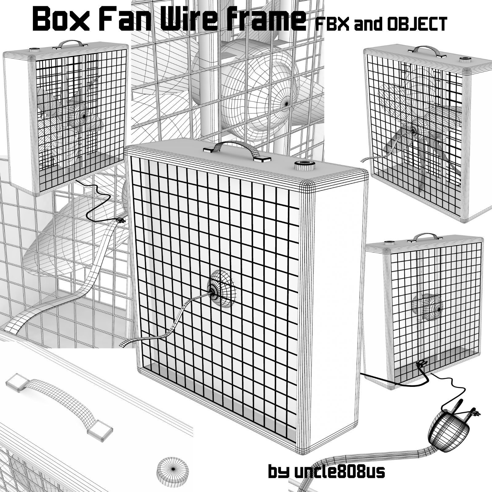  Box Fan FBX OBJ 3D model_7