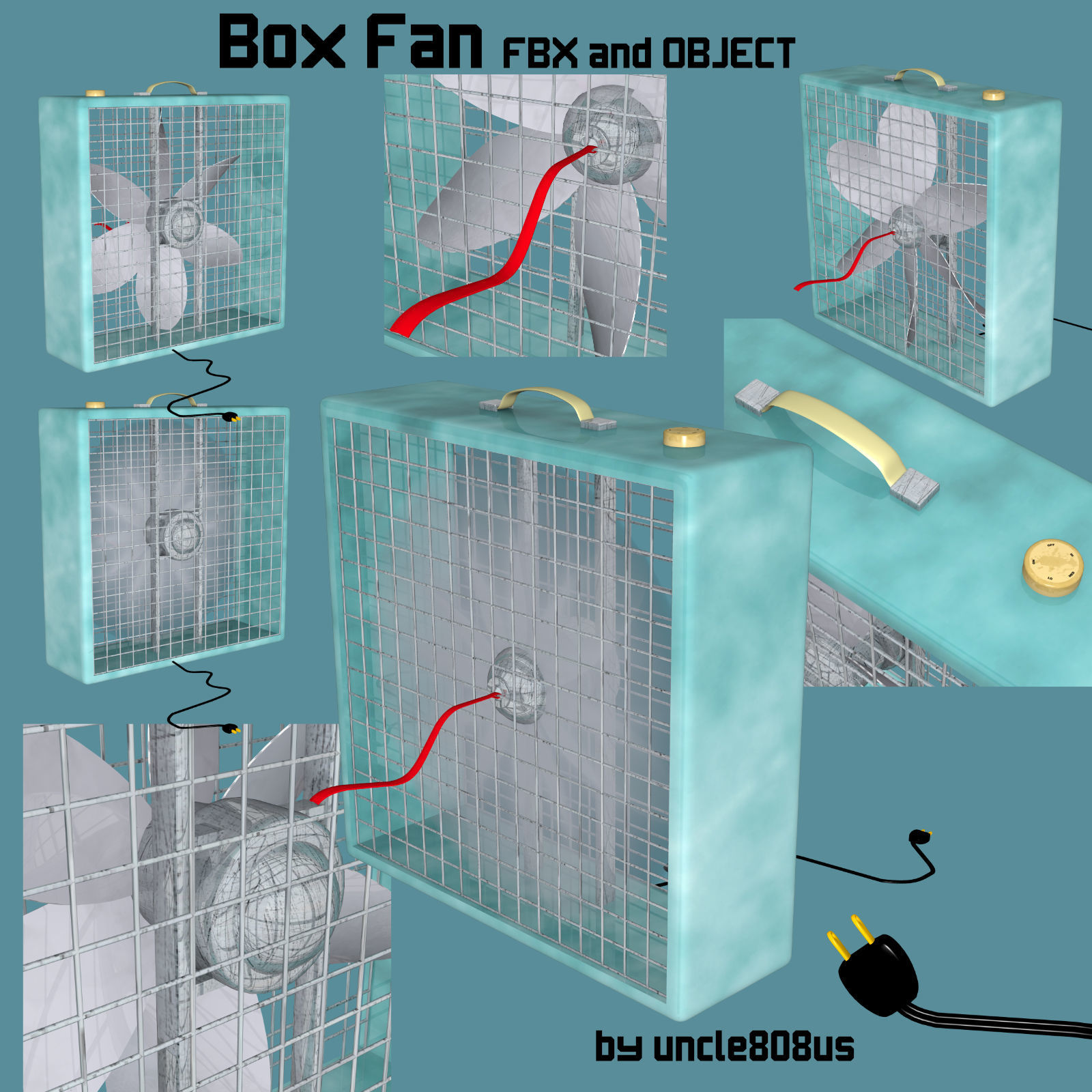  Box Fan FBX OBJ 3D model_2