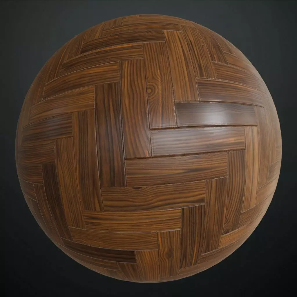 Herringbone Polished Wood Parquet PBR Seamless Texture