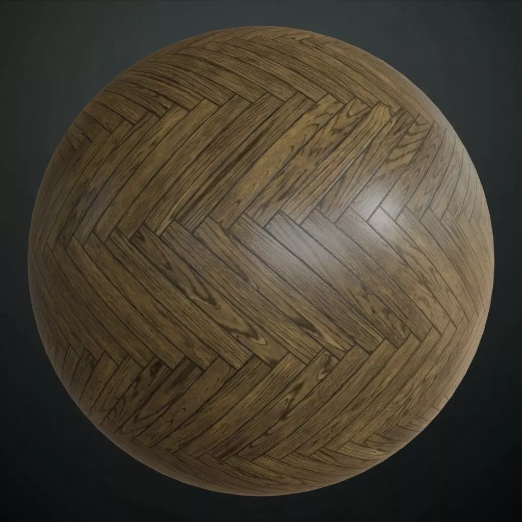 Classic Oak Herringbone Parquet PBR Seamless Texture