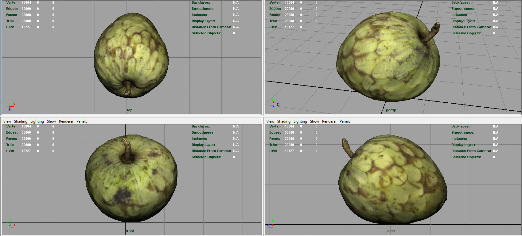 Custard Apple Low-poly 3D model_8