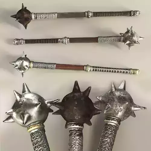 Morningstar sword with spikes Low-poly 3D model