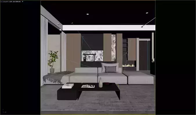 modern livingroom 3D model 7