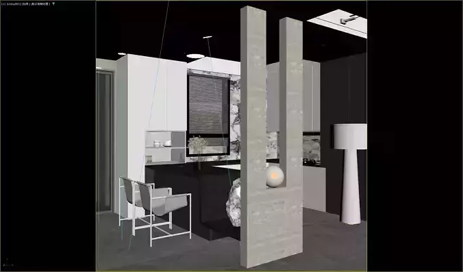 modern livingroom 3D model 6