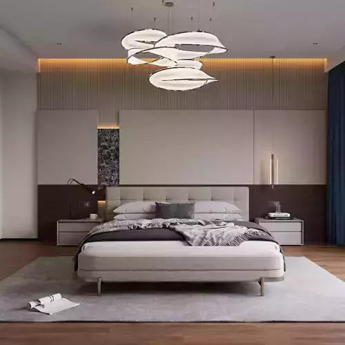 modern bedroom 3D model 2