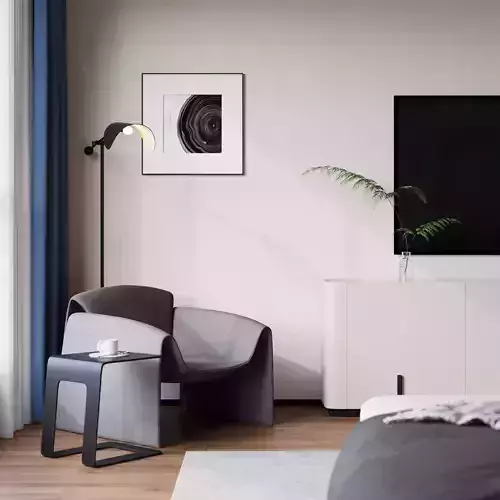 modern bedroom 3D model 5