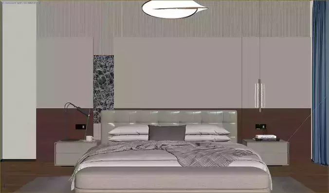 modern bedroom 3D model 7