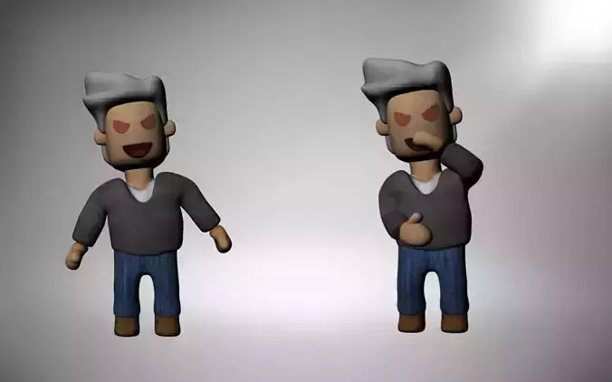 Pack of three low poly character for mobile games or videos Low-poly 3D model