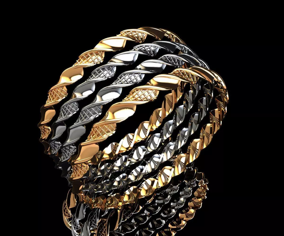 1543 Twist of Elegance Bangle 61MM-9gm 3D print model