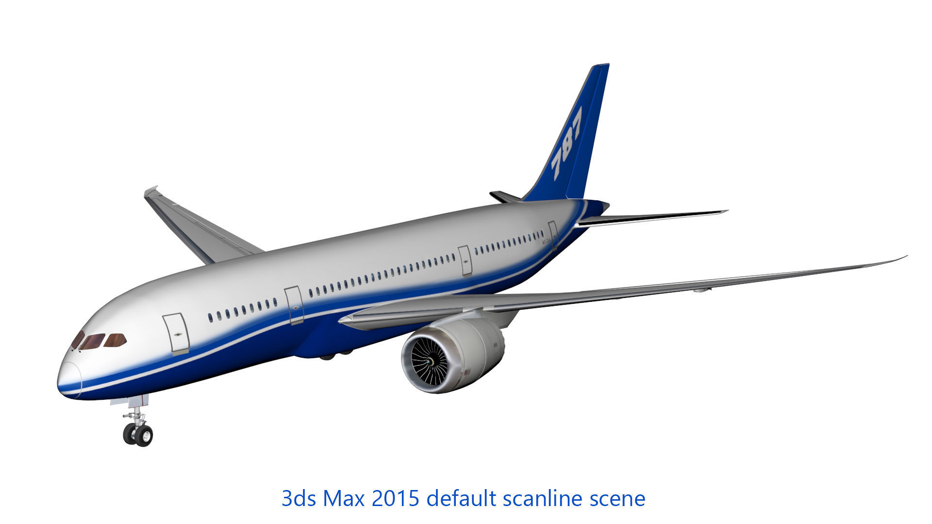 Boeing 787 DREAMLINER high detailed no name livery Low-poly 3D model_7