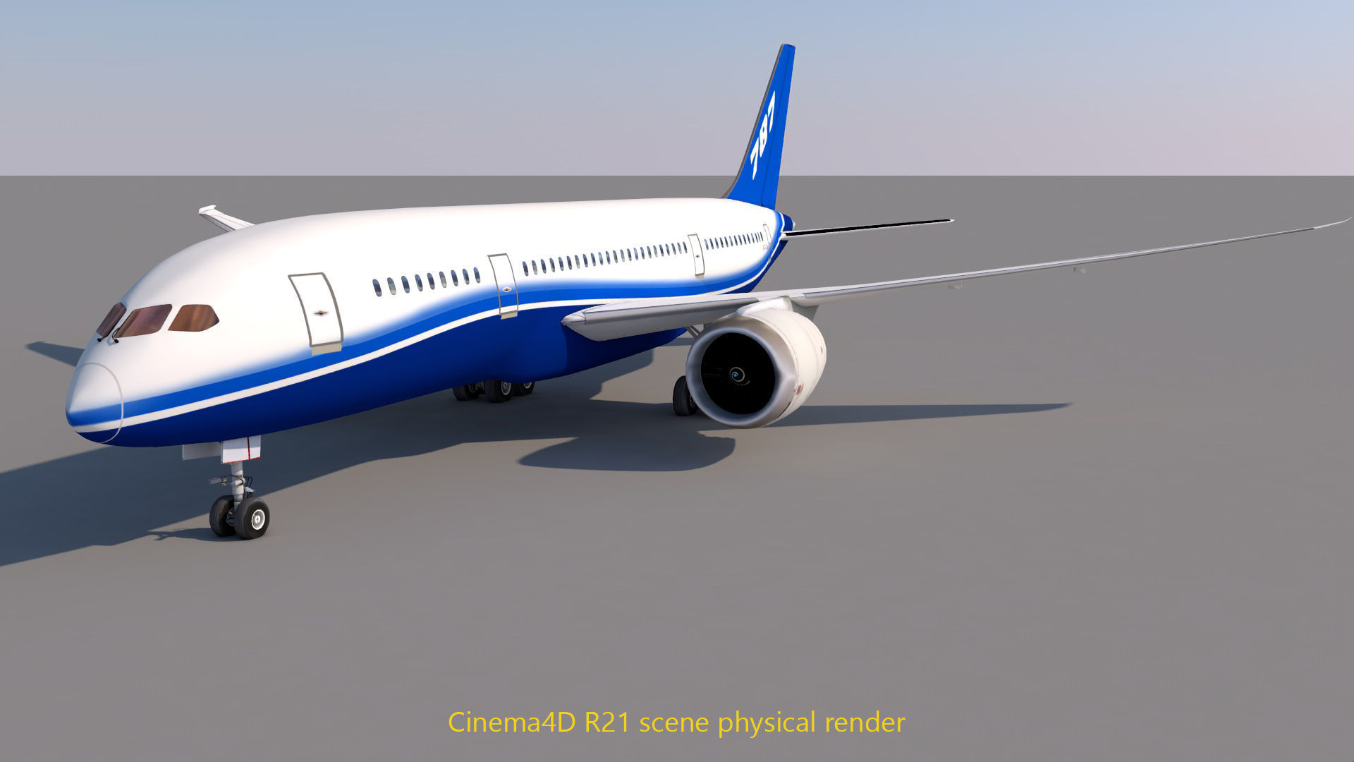 Boeing 787 DREAMLINER high detailed no name livery Low-poly 3D model_9