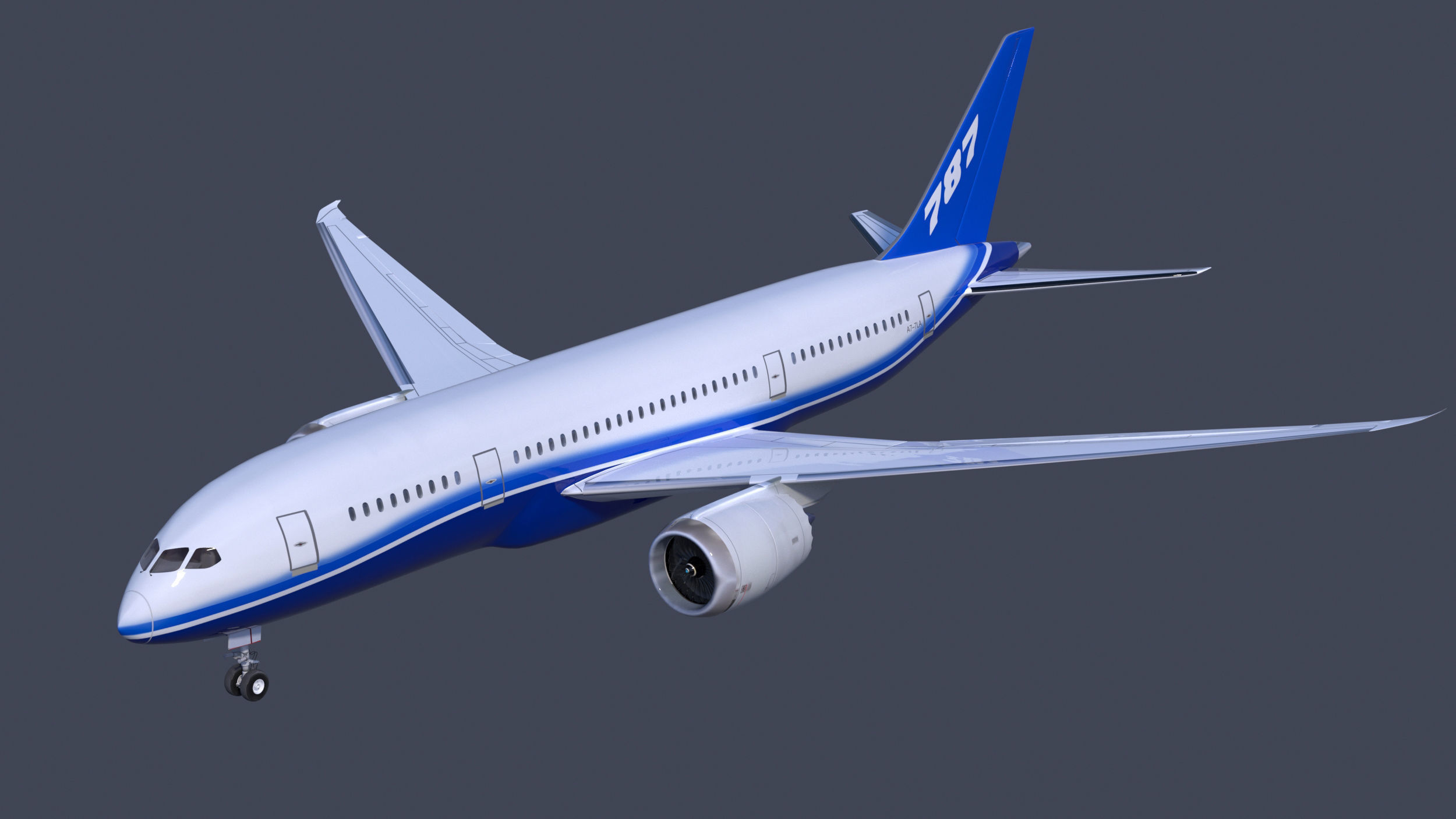 Boeing 787 DREAMLINER high detailed no name livery Low-poly 3D model_4