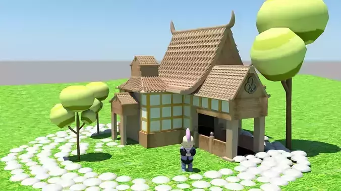 High poly model of temple 3D model