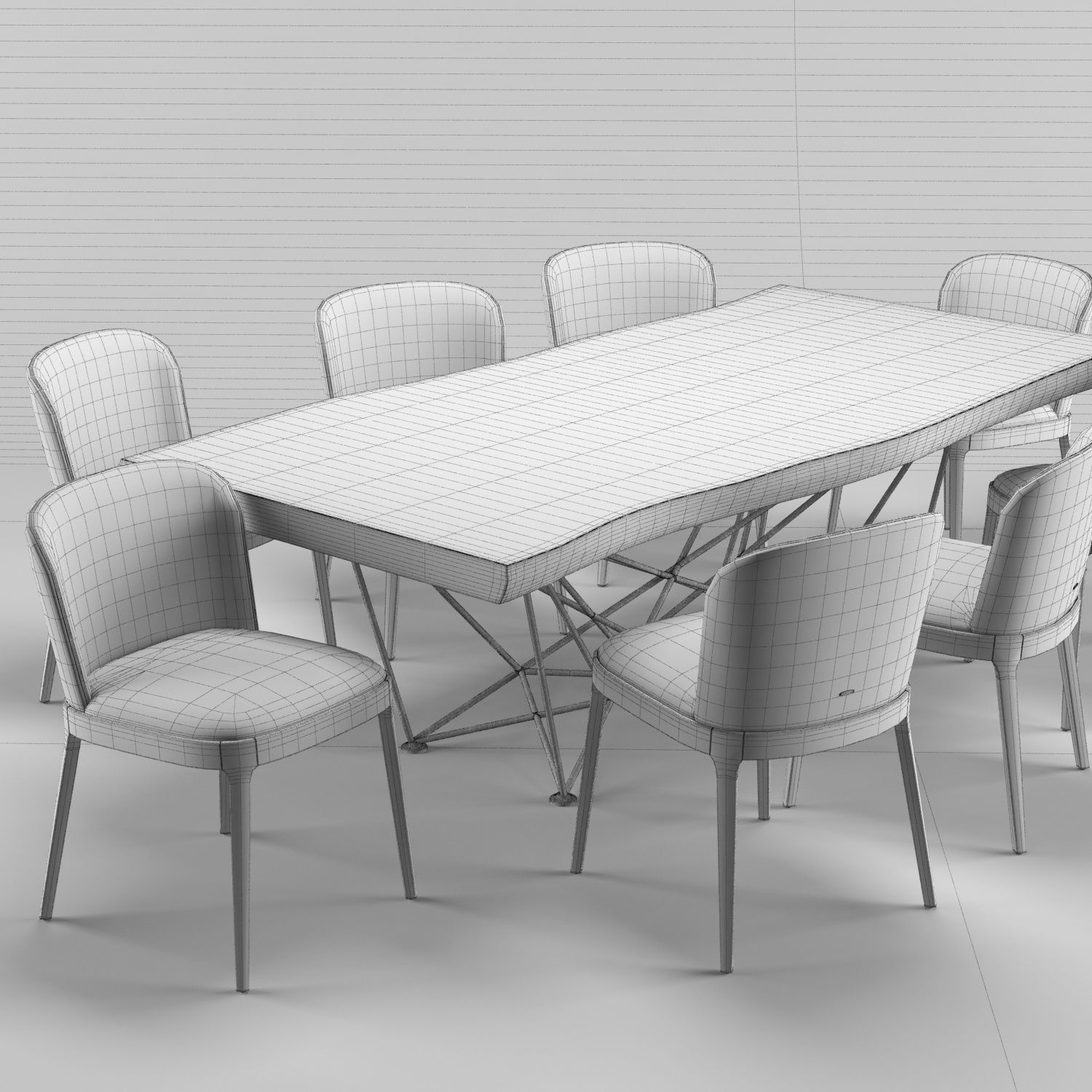 Cattelan Italia Gordon Deep Wood Table Magda Chair 3D model_1