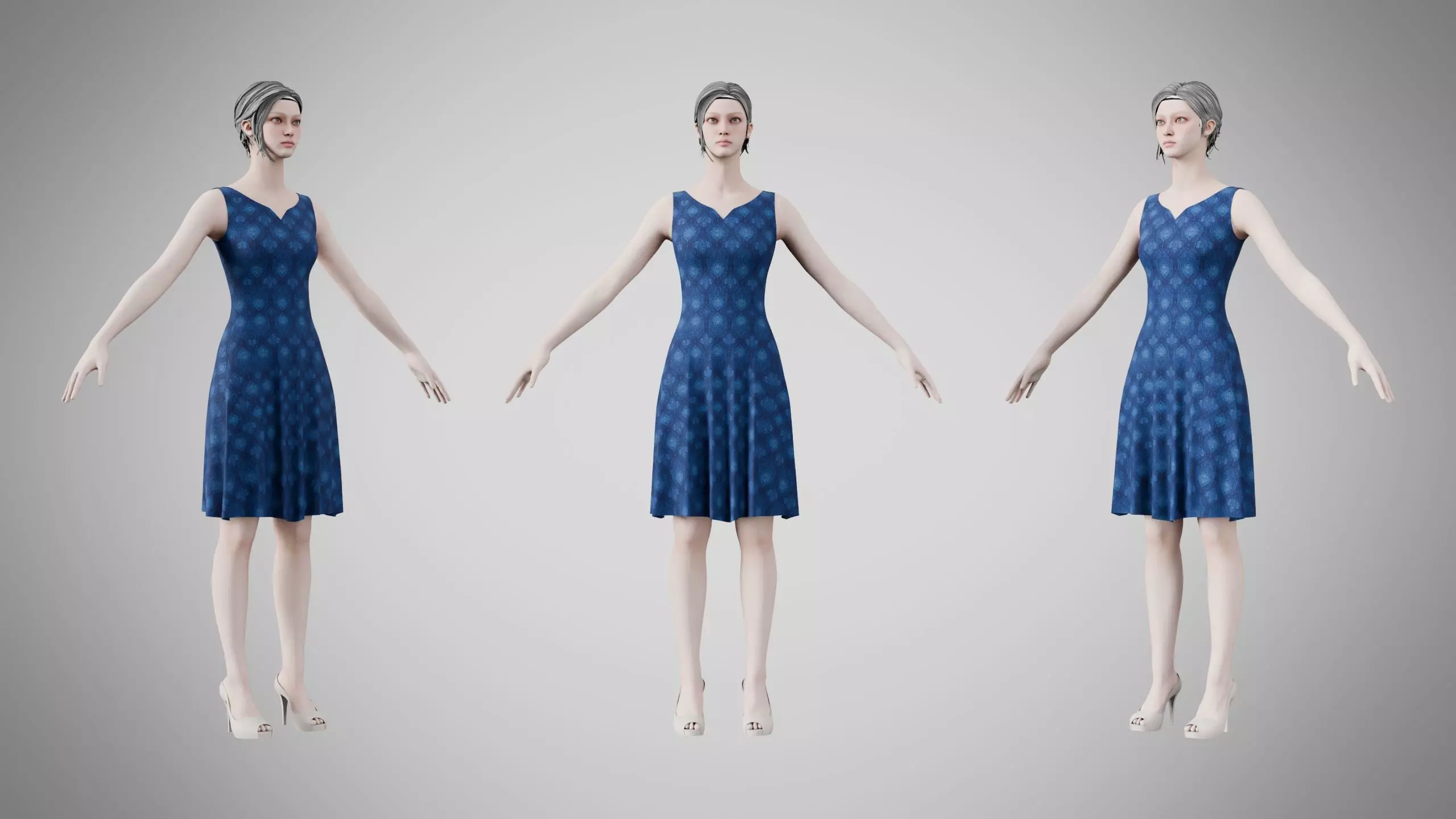 Dress 36 Digital Pulse Brocade Low-poly 3D model