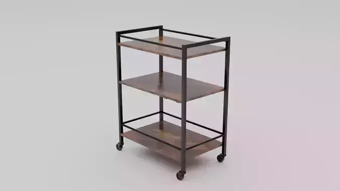 Trolley Storage Rack Low-poly 3D model 4