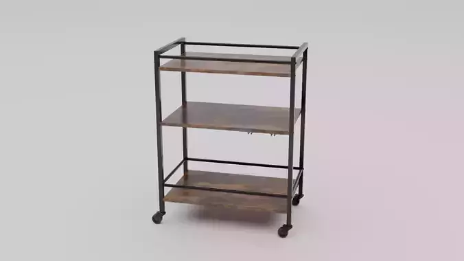 Trolley Storage Rack Low-poly 3D model 3