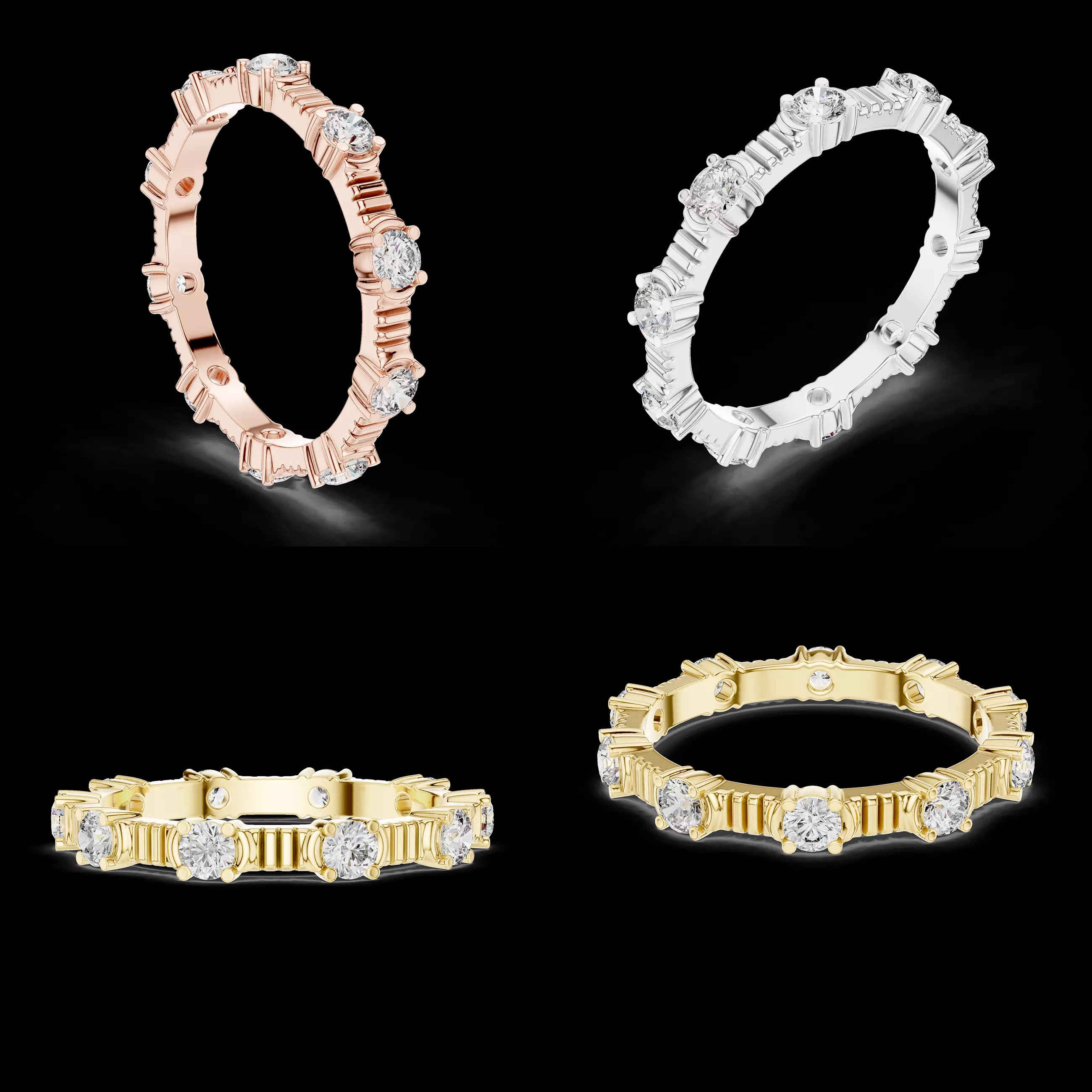 Minimal Round Diamond Eternity Ring 3D Model Jewelry CAD STL 3D print model