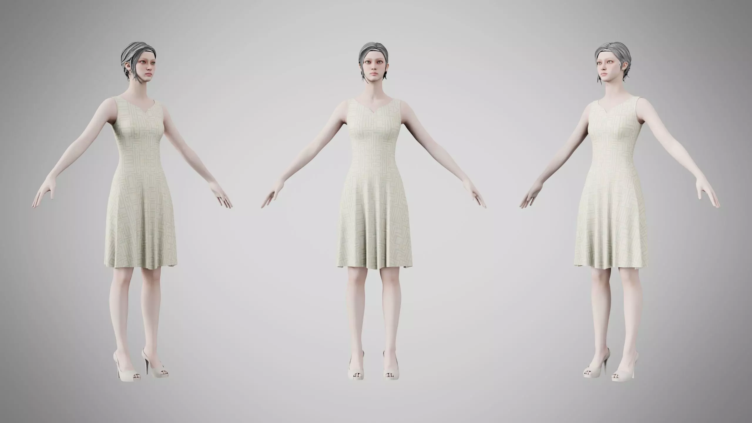 Dress 36 Pastel Maze Low-poly 3D model