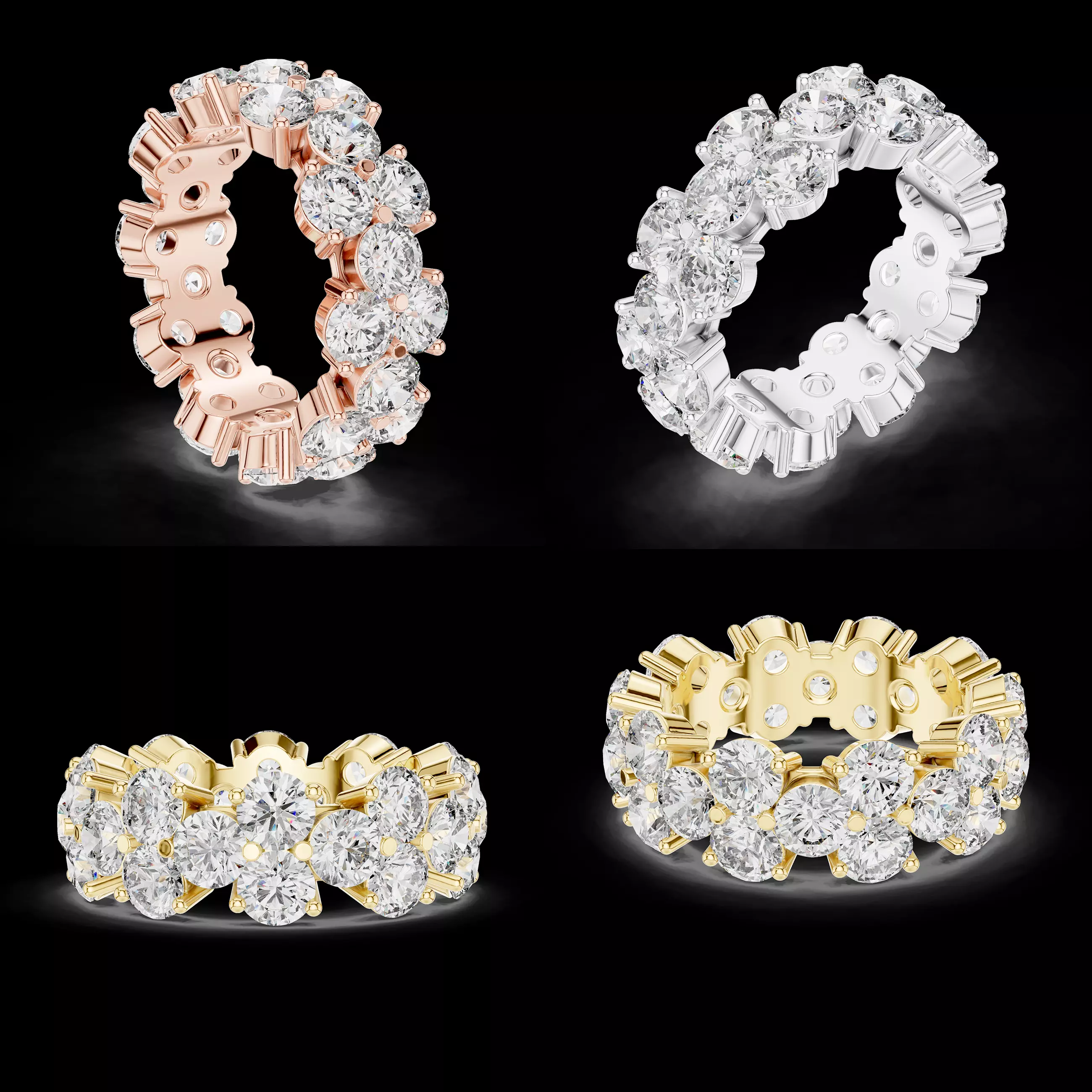 Round Diamond Eternity Band 3D Model Jewelry CAD STL File 3D print model