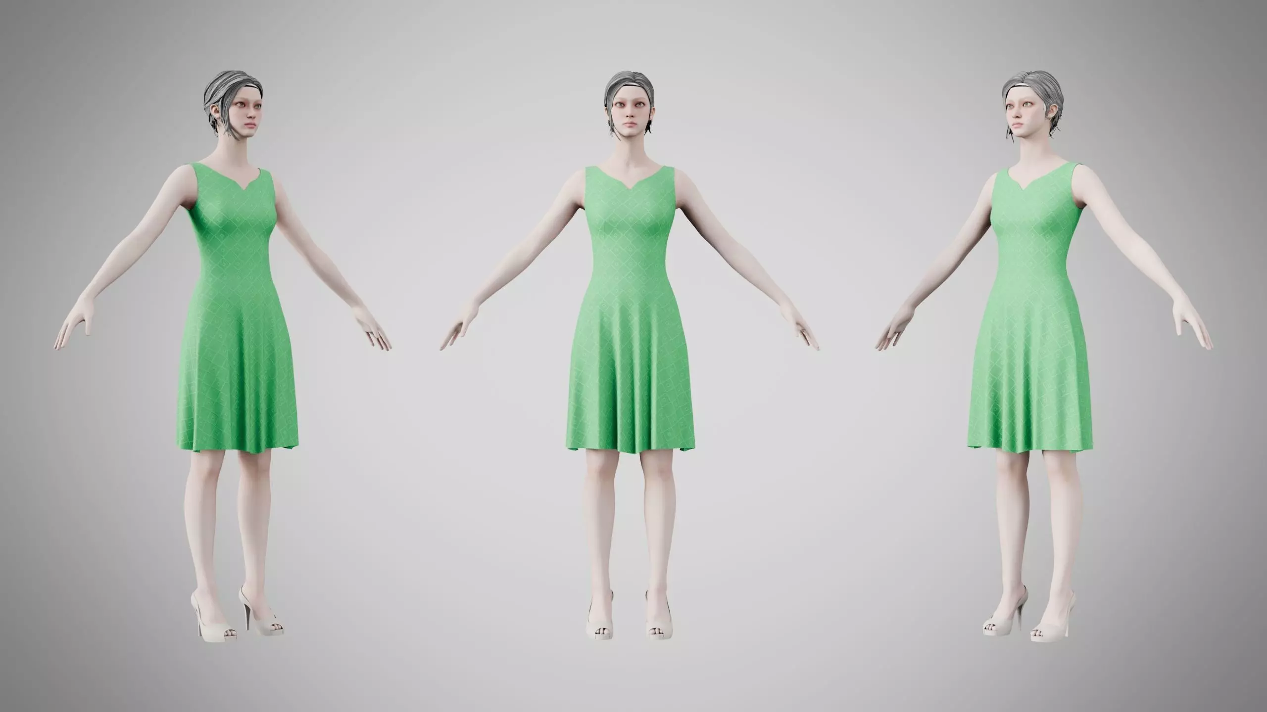Dress 36 Bud Green Low-poly 3D model