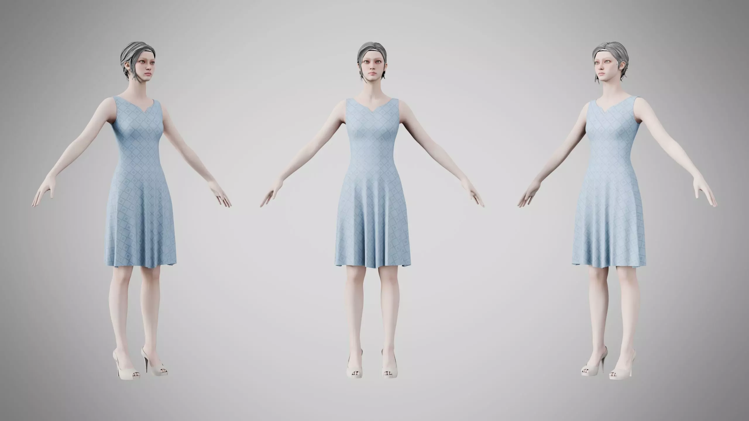 Dress 36 Light Blue Low-poly 3D model