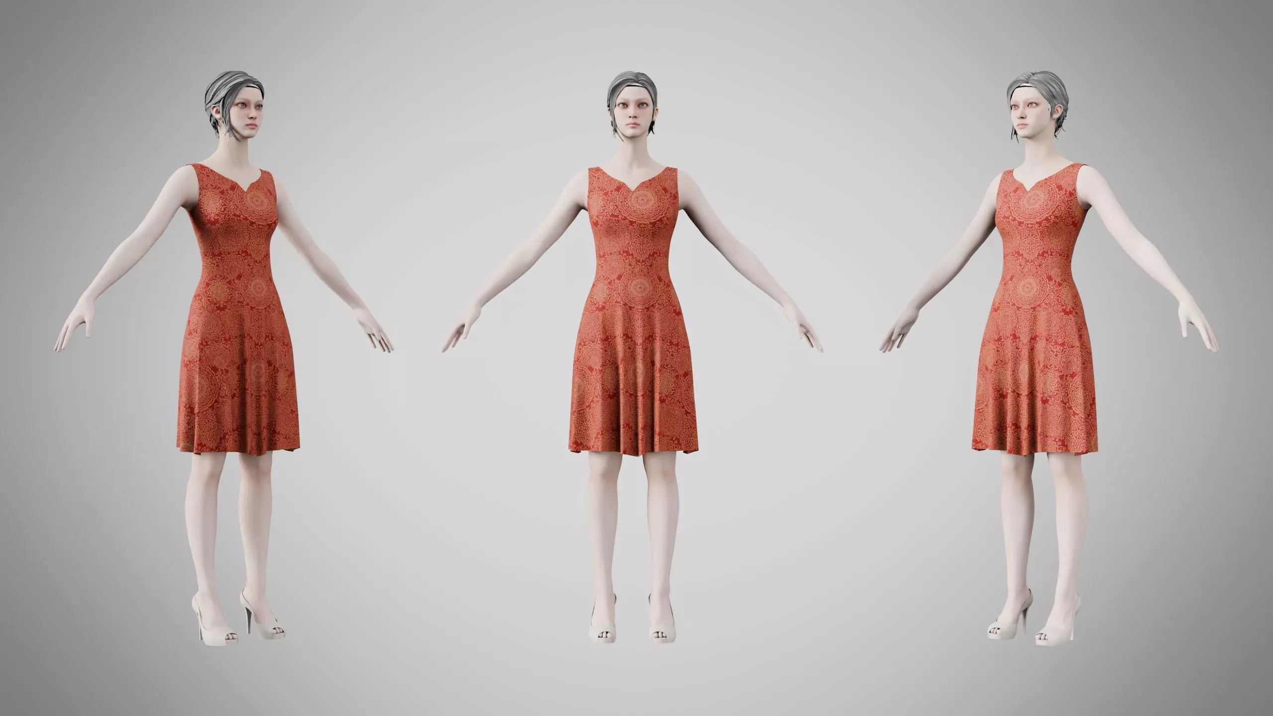 Dress 36 Crimson Mandala Brocade Low-poly 3D model