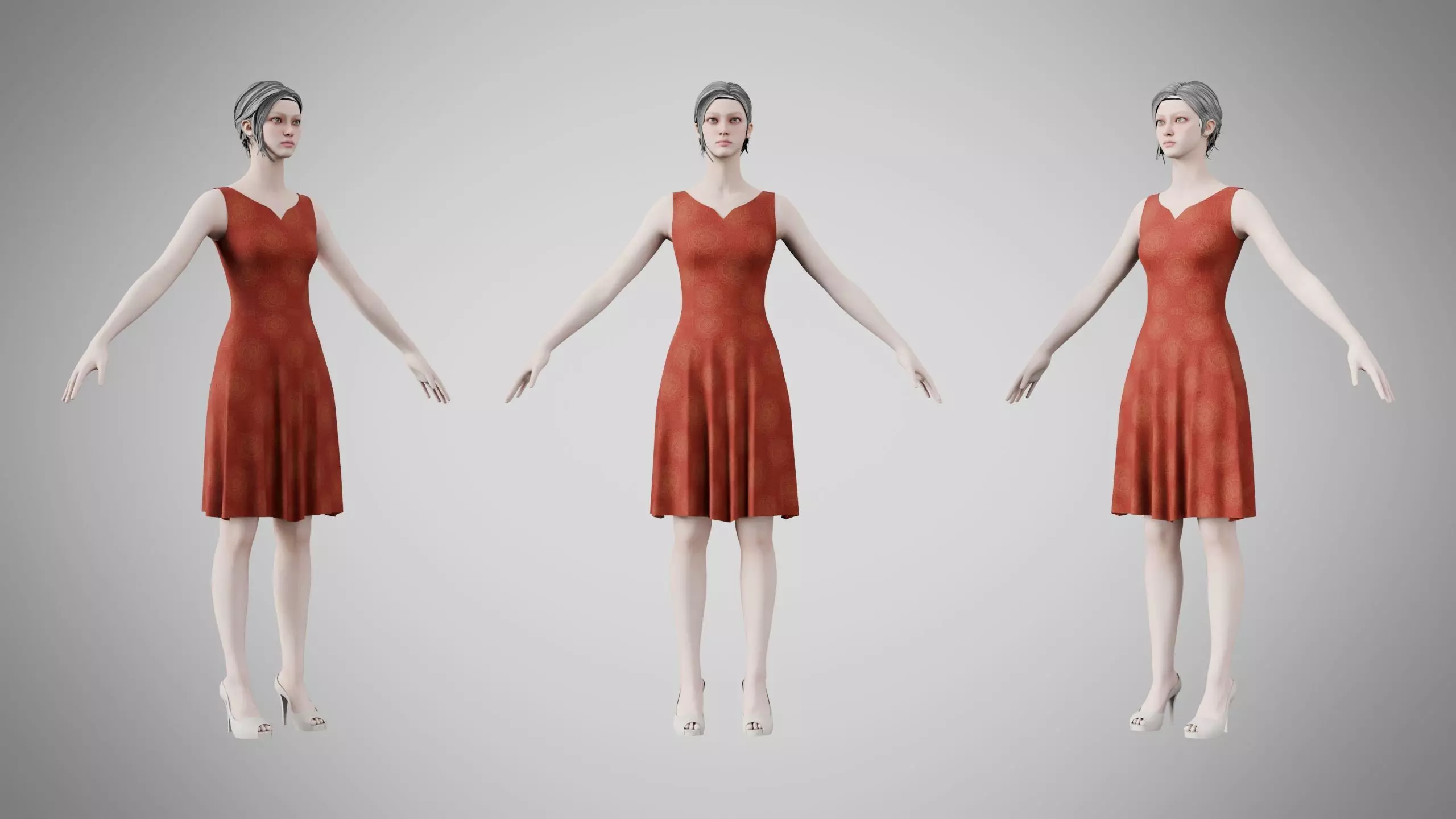Dress 36 Crimson Mandala Brocade v2 Low-poly 3D model