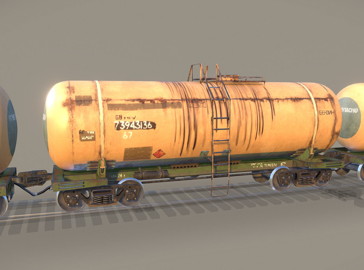 Railway Oil Tank Car vr1 Low-poly 3D model_2